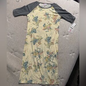 LuLaRoe Floral Raglan 3/4 Sleeve Dress